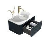 Keenware Windsor Countertop 870 Fluted Wall Hung Curve Vanity Unit: