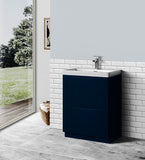Keenware KVU-060 Dalston Square Sapphire Blue 2 Draw Vanity Unit – 600mm