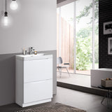 Keenware KVU-002 Dalston Square White Gloss 2 Draw Vanity Unit – 600mm