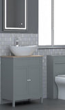 Keenware KVU-009K Chelsea Shaker Style Grey Vanity With Oak Effect Counter Top & Chelsea Oval Sink