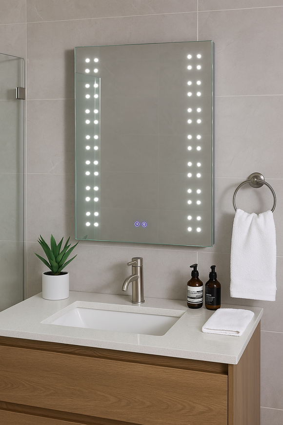 Keenware KBM-002 Vega LED Bathroom Mirror With Bluetooth Speakers, Demister & Shaver Socket