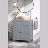 Keenware KVU-009K Chelsea Shaker Style Grey Vanity With Oak Effect Counter Top & Chelsea Oval Sink