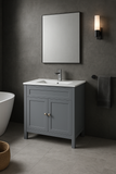 Keenware KVU-411 Chelsea XL Shaker Style Matt Grey Vanity Unit With Twin Doors – 800mm