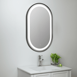 Keenware KBM-367 Polaris 800 Oval Framed LED Bathroom Mirror: Black