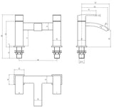 Keenware KBT-562 Belgravia Lunar Square Curved Bath Mixer Tap: Black