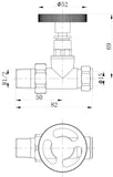 Keenware Milano Straight Industrial Style Radiator Valves: Brushed Brass