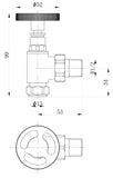 Keenware Milano Angled Industrial Style Radiator Valves: Chrome