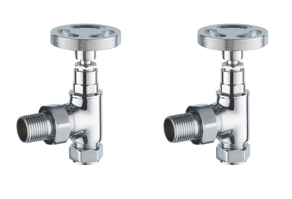 Keenware Milano Angled Industrial Style Radiator Valves: Chrome