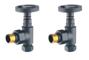 Keenware Milano Angled Industrial Style Radiator Valves: Anthracite Grey
