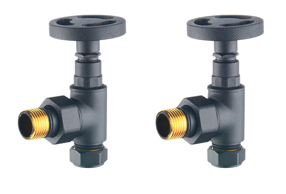 Keenware Milano Angled Industrial Style Radiator Valves: Anthracite Grey