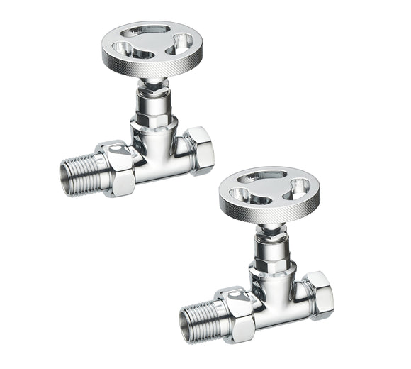 Keenware Milano Straight Industrial Style Radiator Valves: Chrome