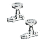 Keenware Milano Straight Industrial Style Radiator Valves: Chrome