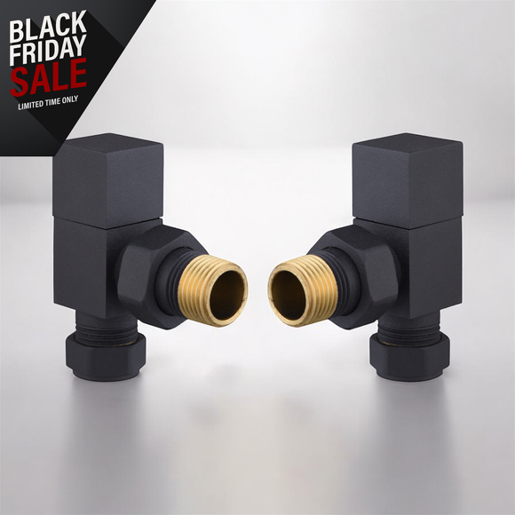 Keenware KRA-169 Lunar Square Towel Rail & Radiator Angle Valves: Black