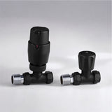 Keenware KRA-201 Lunar Thermostatic Towel Rail & Radiator Straight Valves: Black