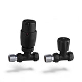 Keenware KRA-201 Lunar Thermostatic Towel Rail & Radiator Straight Valves: Black