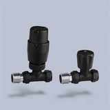 Keenware KRA-201 Lunar Thermostatic Towel Rail & Radiator Straight Valves: Black