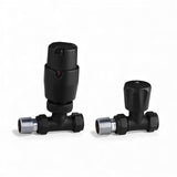 Keenware KRA-201 Lunar Thermostatic Towel Rail & Radiator Straight Valves: Black
