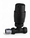 Keenware KRA-201 Lunar Thermostatic Towel Rail & Radiator Straight Valves: Black