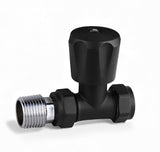 Keenware KRA-201 Lunar Thermostatic Towel Rail & Radiator Straight Valves: Black