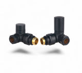 Keenware KRA-218 Black Round Corner Towel Rail & Radiator Valves
