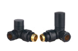 Keenware KRA-218 Black Round Corner Towel Rail & Radiator Valves