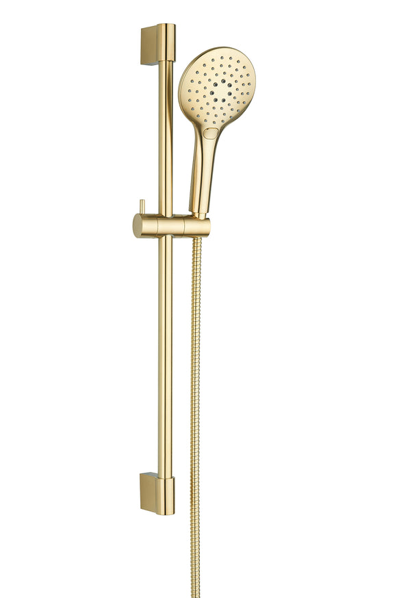 Keenware KRK-050 Premium Round Shower Riser Rail Kit: Brushed Brass