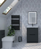 Keenware KTW-232 Lunar Hoxton Matt Black Designer Flat Panel Towel Warmer Radiator: 800x450mm