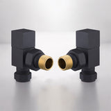 Keenware KRA-169 Lunar Square Towel Rail & Radiator Angle Valves: Black
