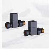 Keenware KRA-165 Square Towel Rail & Radiator Straight Valves: Anthracite Grey