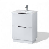 Keenware KVU-045 Lunar Millbank Gloss White Floor Standing Vanity Unit: 600mm