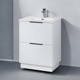 Keenware KVU-045 Lunar Millbank Gloss White Floor Standing Vanity Unit: 600mm