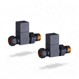 Keenware KRA-165 Square Towel Rail & Radiator Straight Valves: Anthracite Grey