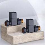 Keenware KRA-165 Square Towel Rail & Radiator Straight Valves: Anthracite Grey