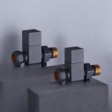 Keenware KRA-165 Square Towel Rail & Radiator Straight Valves: Anthracite Grey