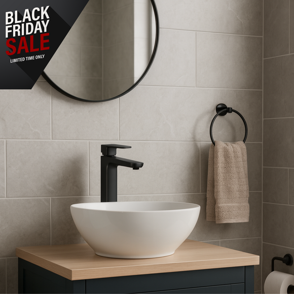 Keenware KBT-577 Lunar Mayfair Freestanding Tall Contemporary Basin Mixer Tap: Matt Black