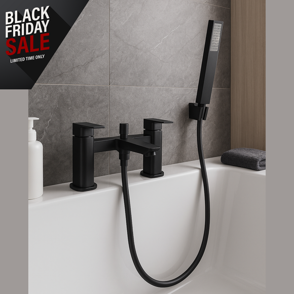 Keenware KBT-573 Lunar Mayfair Contemporary Bath Shower Mixer Tap: Matt Black
