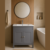 Keenware KVU-411 Chelsea XL Shaker Style Matt Grey Vanity Unit With Twin Doors – 800mm