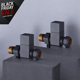 Keenware KRA-165 Square Towel Rail & Radiator Straight Valves: Anthracite Grey