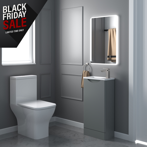 The Keenware KVU-487 Grey Dalston Floor Standing Cloakroom Vanity Unit: 400mm