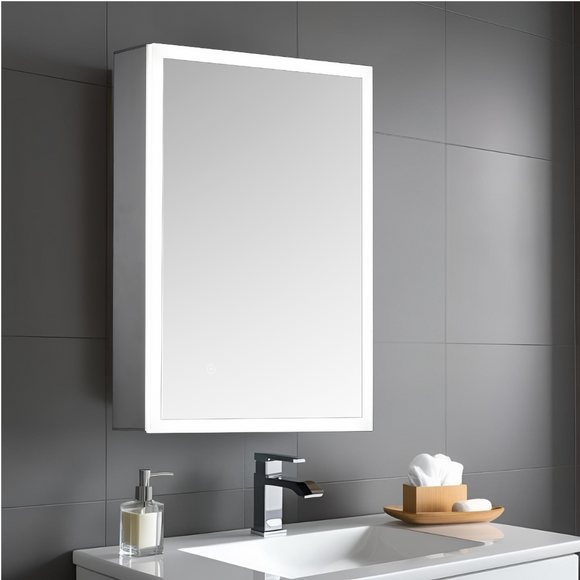 Keenware KBM-102 LED Bathroom Mirror Cabinet With Shaver Socket; 500x700mm