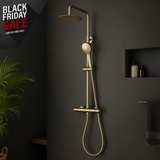 Keenware KBS-222 Bondi Midas Round Overhead Shower System: Brushed Brass
