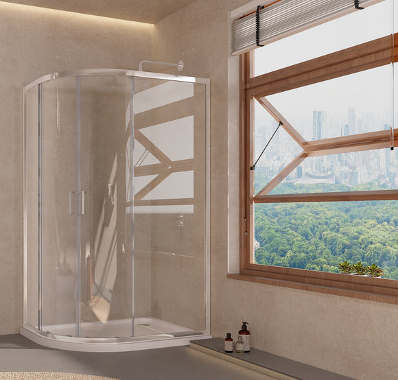 Keenware LH Offset Quadrant Shower Enclosure & Tray: 1200x900