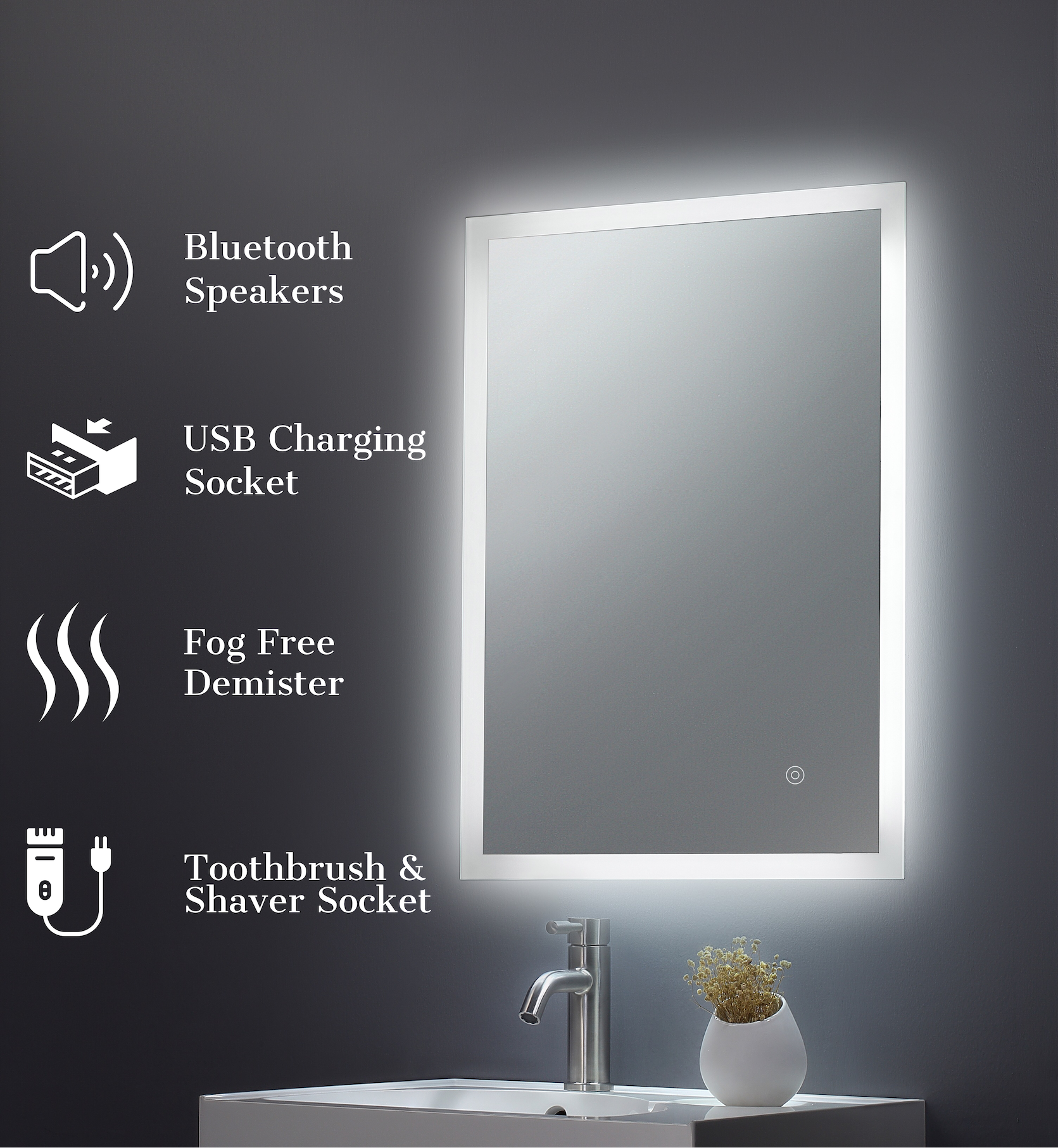 Keenware KBM 037 LED Bathroom Mirror With Wireless Bluetooth