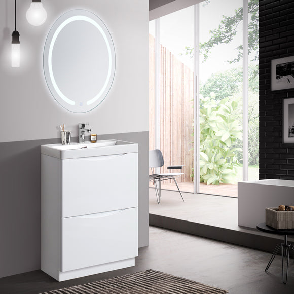 Keenware KVU-002 Dalston Square White Gloss 2 Draw Vanity Unit – 600mm