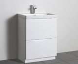 Keenware KVU-002 Dalston Square White Gloss 2 Draw Vanity Unit – 600mm