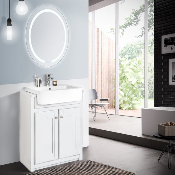 Keenware KVU-020 Kensington White Vanity Unit With Traditional Belfast Sink – 600mm