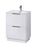 Keenware KVU-045 Lunar Millbank Gloss White Floor Standing Vanity Unit: 600mm