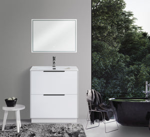 Keenware KVU-045 Lunar Millbank Gloss White Floor Standing Vanity Unit: 600mm