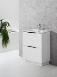 Keenware KVU-045 Lunar Millbank Gloss White Floor Standing Vanity Unit: 600mm