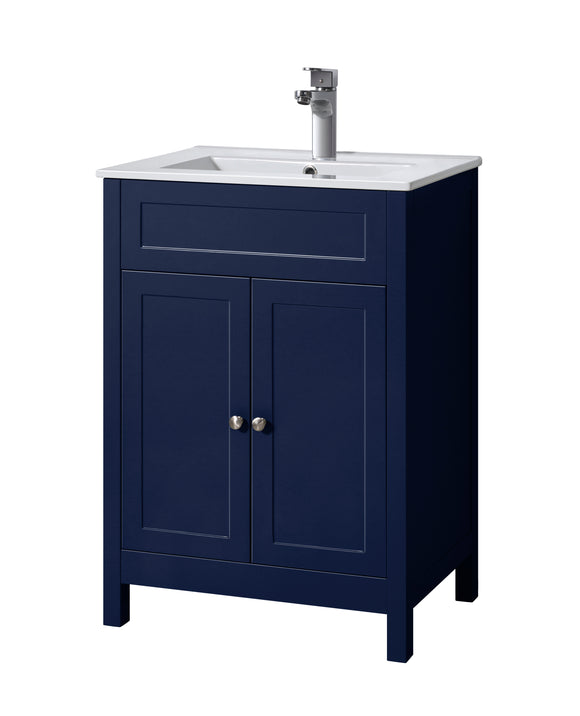 Keenware KVU-053 Chelsea Shaker Style Sapphire Blue Vanity Unit With Twin Doors – 600mm